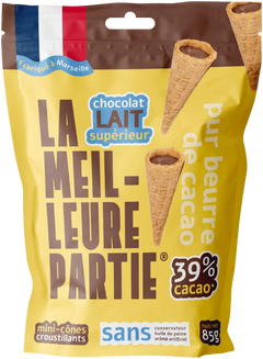 Sachet de mini cônes au chocolat au lait 39 % La Meilleure Partie, 85 g