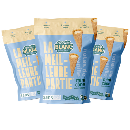 Mini Cône Chocolat Blanc 31% Lot de 3 Sachets