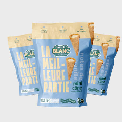 Mini Cône Chocolat Blanc 31% Lot de 3 Sachets