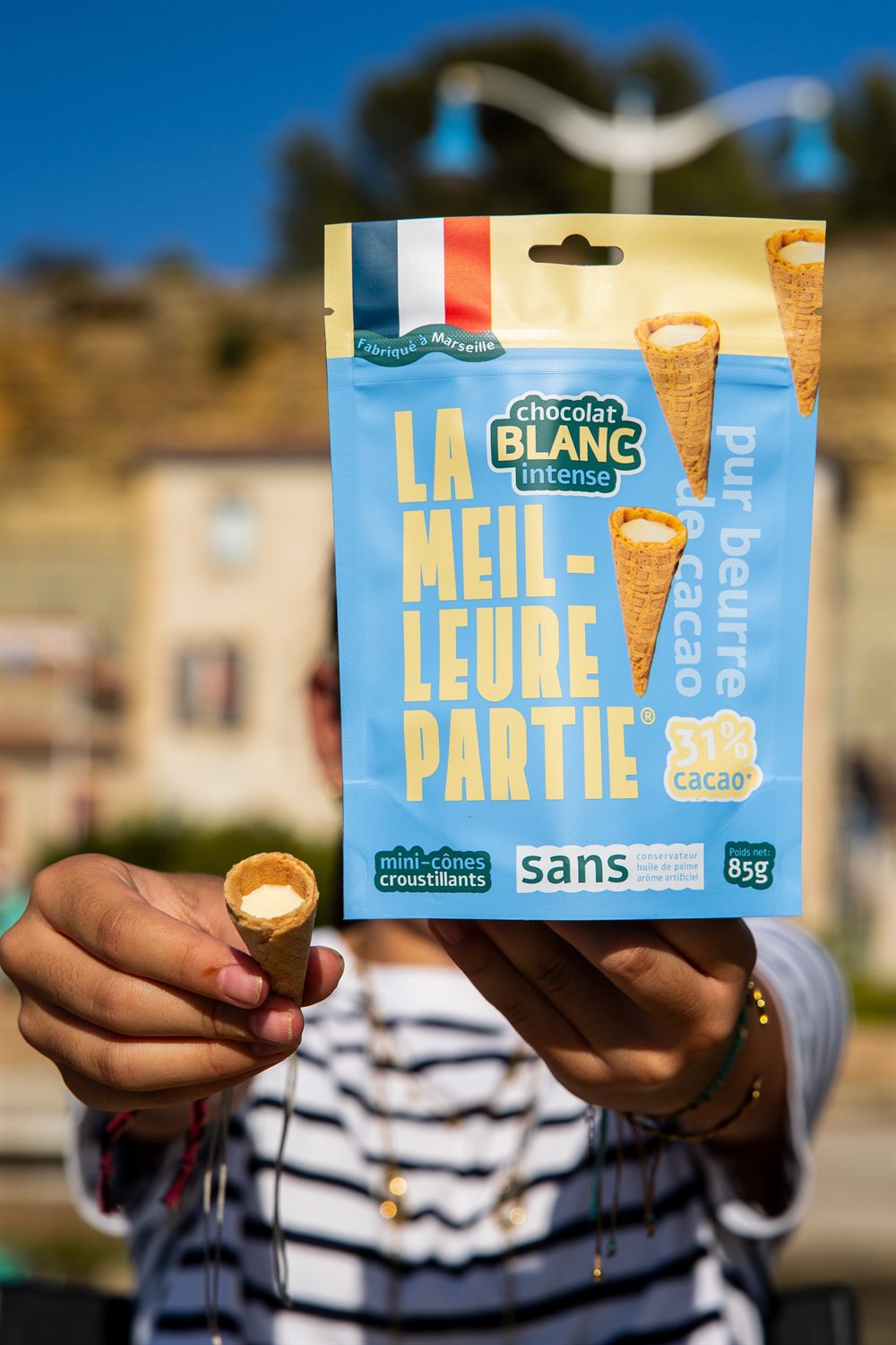Sachet de mini cônes au chocolat blanc 31 % de cacao