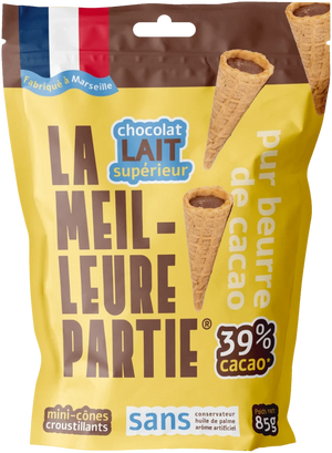 Sachet de mini cônes au chocolat au lait 39 % La Meilleure Partie, 85 g
