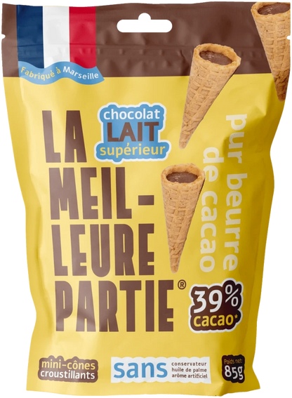 Sachet de mini cônes au chocolat au lait 39 % La Meilleure Partie, 85 g